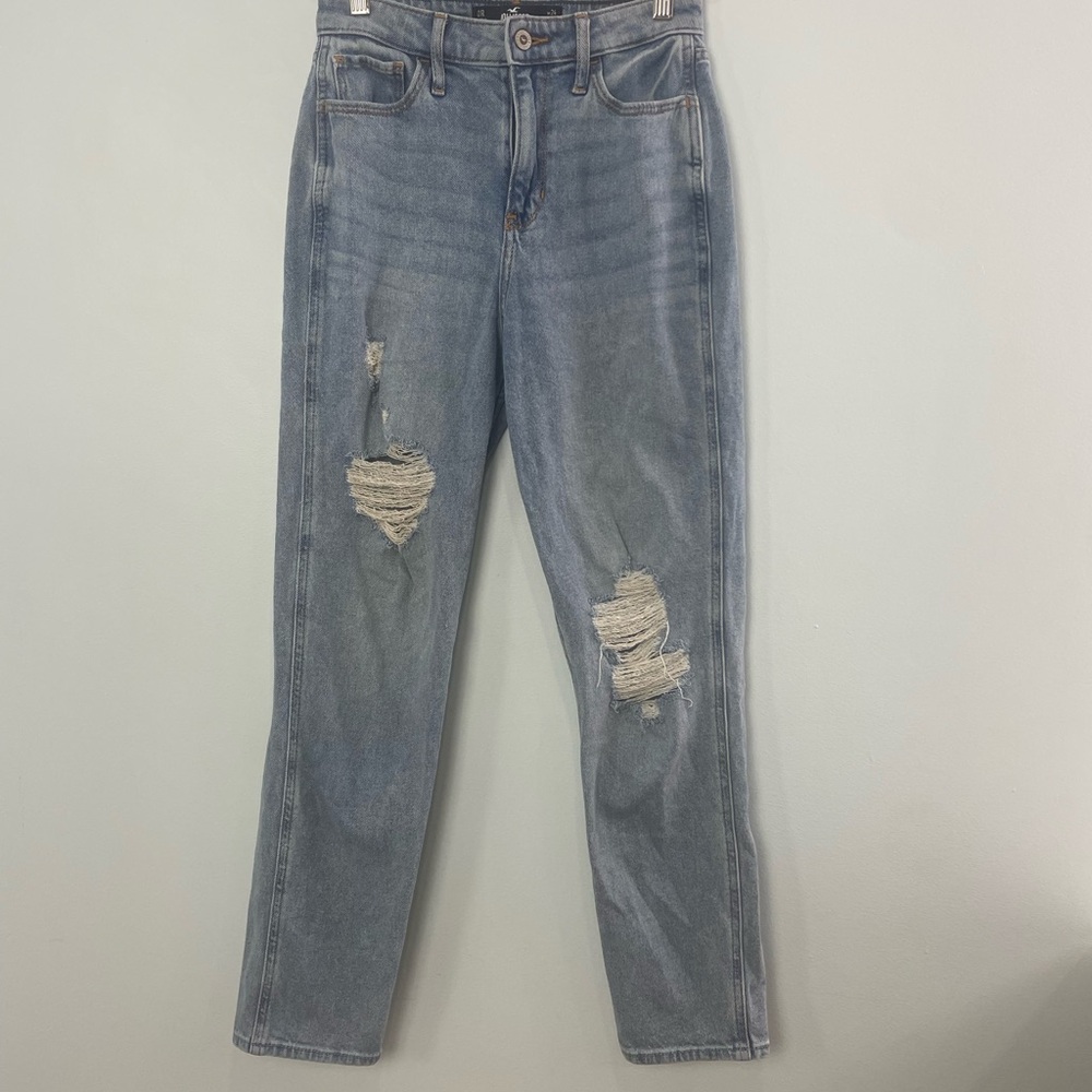 Hollister Distressed Blue Straight Leg Jeans
